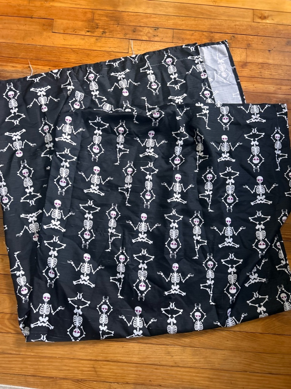 Betsey Johnson Black Shower Curtain with yoga Skeletons